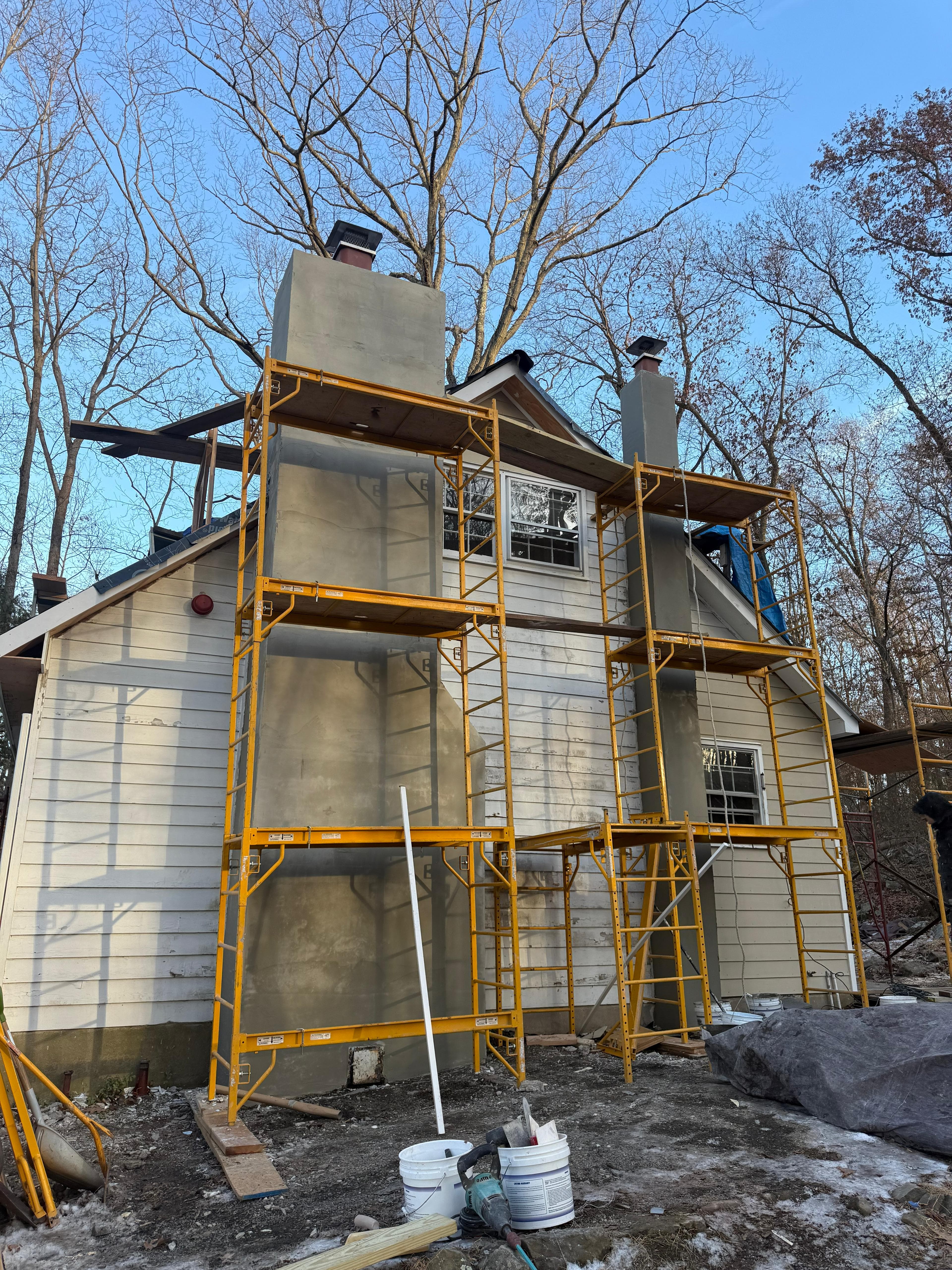 Chimney rebuild in progress