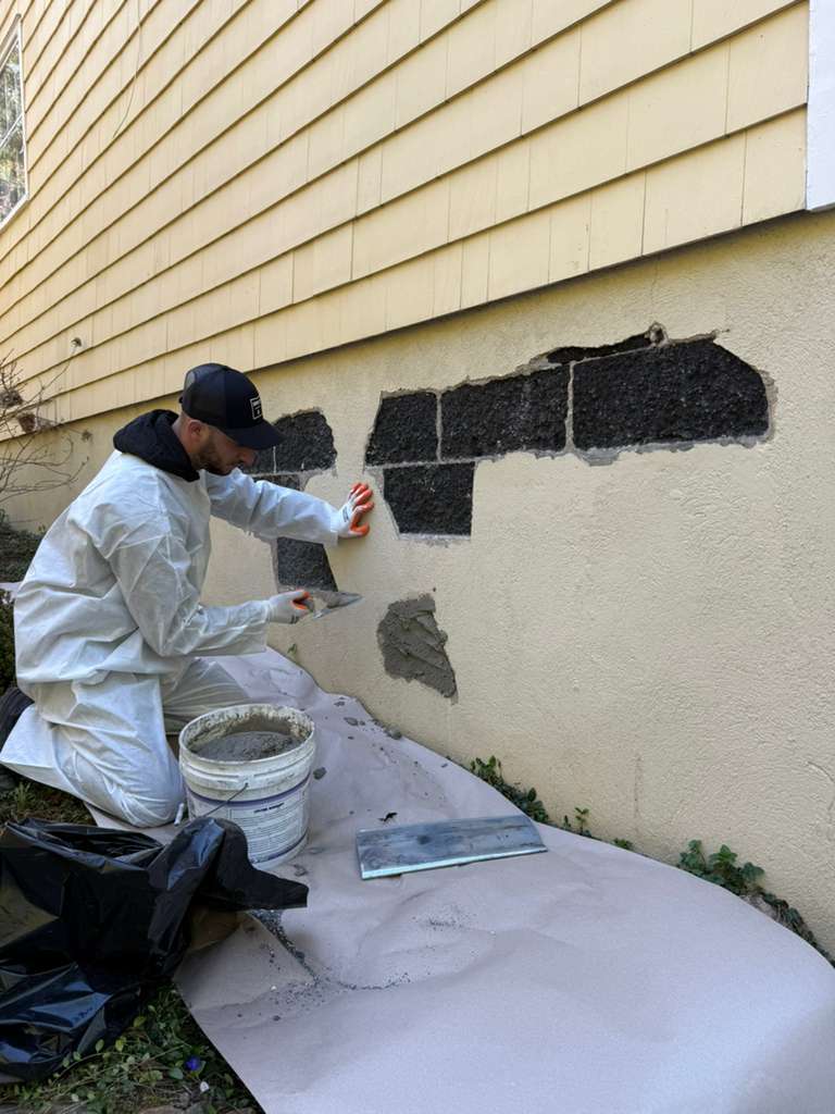 Masonry stonework on a residential wall