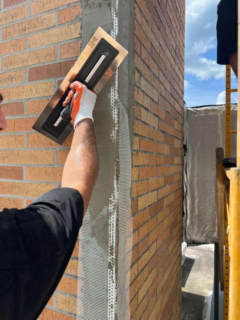 Finished masonry exterior detail