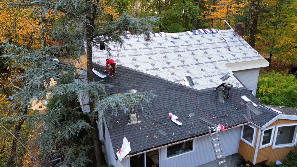 Roof installation midway through